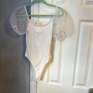 Altar'd State White Bodysuit with Spaghetti Straps